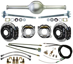 CURRIE 9" FORD 54" STREET ROD REAR END & WILWOOD DRILLED DISC BRAKES,BLACK CAL. - Picture 1 of 4