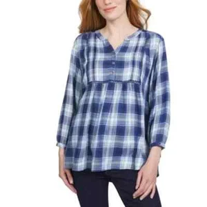 NEW Wrangler Women's 3/4 Plaid Sleeve Viscose Blouse - Picture 1 of 9