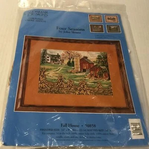 VTG 1997 CANDAMAR DESIGNS FOUR SEASONS “FALL HOUSE” COUNTED CROSS STITCH KIT! - Picture 1 of 7