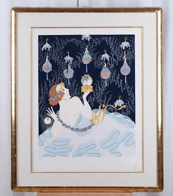 Serigrafía enmarcada Erté 1982 "Stolen Kisses" firmada a mano edición limitada 299/300 Foto 1 de 4