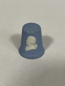 Vintage Thimble Wedgewood Bisque Bust Josiah Blue Jasperware Porcelain - Picture 1 of 3