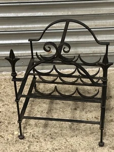 Vintage Black Wrought Iron 6 Bottle Wine Holder - Picture 1 of 9