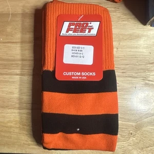 Pro Feet 3 Paar Multisport orange & schwarz gestreifte Socken Größe 8,5-12 hergestellt in den USA - Bild 1 von 2