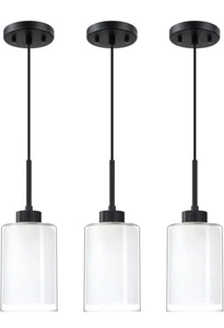 3 Pack 1 Light Indoor Hanging Kitchen Island Pendant Light 4.75 Inch Clear Fr... - Picture 1 of 3