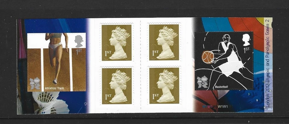 GB 2010 6 x 1st CLASS TRACK & BASKETBALL STAMP BOOKLET PM22 - CYLINDER W1 - Image 1 of 1