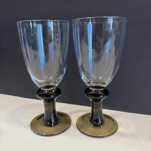 2 Espana by TABLETOPS UNLIMITED Water Goblet 7 7/8" Clear Bowl Smoke Stem - Picture 1 of 6