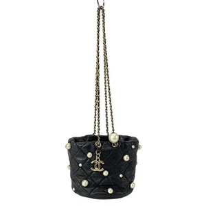 Auth CHANEL Matelasse AS2518 Black Lambskin Shoulder Bag Gold hardware - Picture 1 of 20