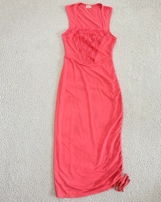 Intimately Free People Dress Womens Small Mesh Lace Midi Ruched Tie Hem Coquette - Image 1 of 4