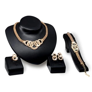 Juego de 4 joyas de boda collar collar pendientes barracelet anillo novia joyería  - Imagen 1 de 19