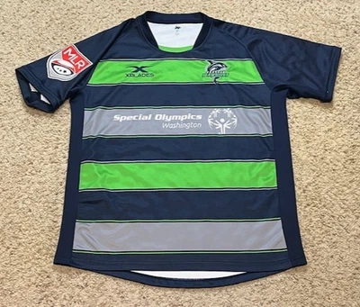 Футболка Seattle Seawolves XBlades 2018 инаугурационный сезон синяя домашняя размер XL б/у в отличном состоянии - Изображение 1 из 4