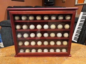 Golf BallDisplay Case with Glass Door and 45 Vintage Golf Balls Collector Balls - Picture 1 of 19