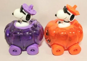 Vintage Whitman's PEANUTS 2 Stück Snoopy Halloween Kürbis Süßigkeiten Behälter Joe Cool - Bild 1 von 5