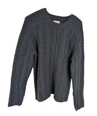 Fossil 男式电缆针织毛衣,蓝色,L 码 — 第 1/3 张图片