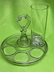 Vintage Depression Glas Caddy mit Griff für Gläser oder Gewürze 8" Durchmesser - Bild 1 von 4