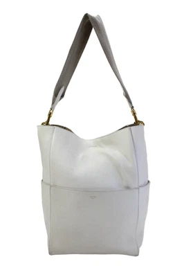 Celine Womens Leather Seau Sangle Medium Shoulder Bag Handbag White - Image 1 of 4