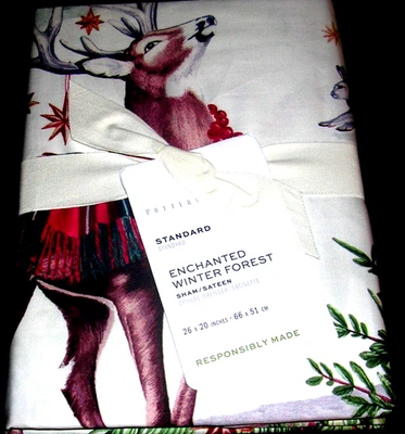 FALEZA DE BOSQUE DE INVIERNO ENCANTADO GRANERO DE CERÁMICA TALLA ESTÁNDAR 100% ALGODÓN ORGÁNICO NUEVO CON ETIQUETAS Foto 1 de 4