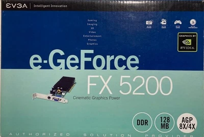 EVGA e-GeForce FX5200 DDR 128MB AGP 8X/4X  (P/N 128-A8-N303-L2 AGP ), S-Video - Image 1 of 3