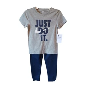 Nike T-Shirt & Jogger Pants Set 6 Boys Blue Gray Short Sleeves Logo Graphics  - Picture 1 of 4