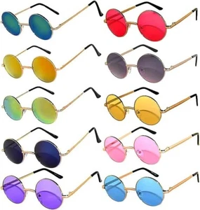 10 Pack Round Retro Vintage Clear, Tinted, Mirror 43 mm Lens Sunglasses bulk set - Picture 1 of 7
