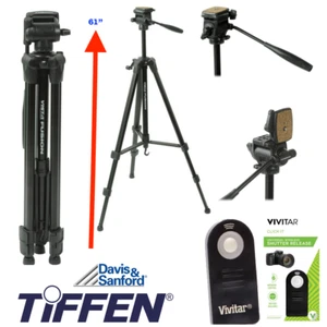 61" PRO TIFFEN TRIPOD + REMOTE FOR CANON REBEL T6I T8I T7 SL1 SL2 SL3 80D 60D 5D - Picture 1 of 10