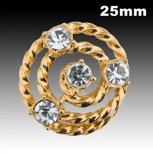 Motivo corda cava metallo dorato vintage con 4 strass trasparenti 25 mm 40022009 - Foto 1 di 2