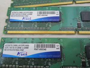 1GB Kit AD2667512MMU ADATA 2 X 512MB DDR2-667MHz PC2-5300 240-Pin - Picture 1 of 1