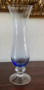 Lovely Vintage Blue And Clear Vintage Glass Vase - Picture 1 of 7