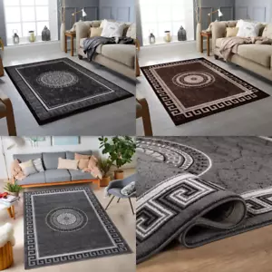 MODERN DESIGN RUG BLACK GREY SOFT LARGE LIVING ROOM FLOOR BEDROOM CARPET RUGS - Picture 1 of 18