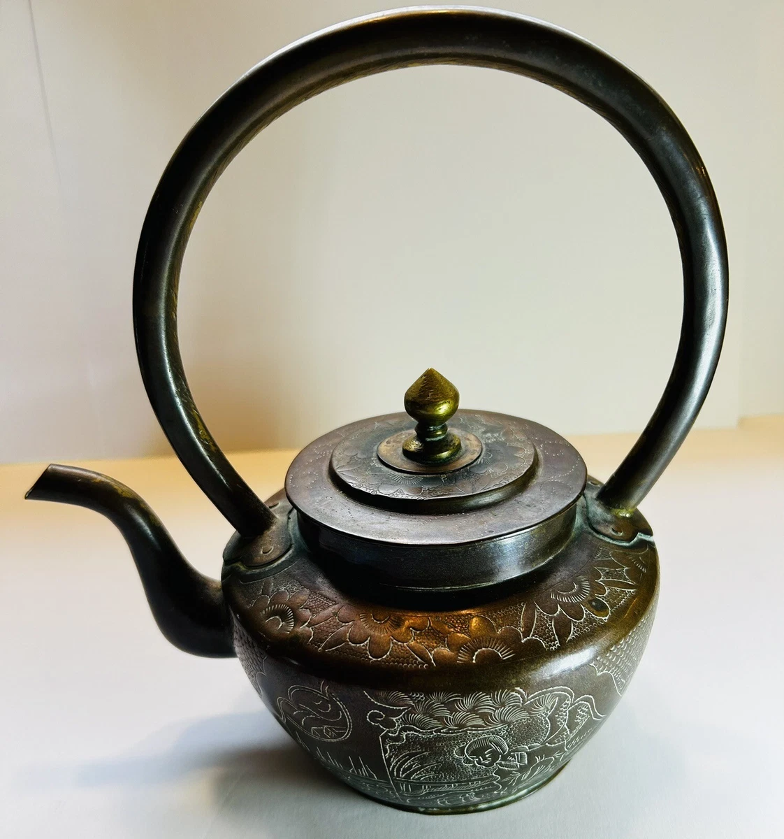 E4 アンティーク ヴィンテージ 真鍮 ブラス 銅 コッパー ティーポット