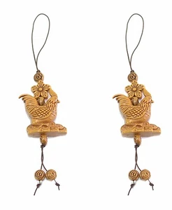 2 Brown Rooster with Star Flower Cell Phone Good Luck Charm Strap Accessory Gift - Photo 1 sur 4