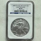 2008 W BURNISHED SILVER EAGLE NGC MS69 REVERSE OF 2007 EARLY RELEASES LABEL