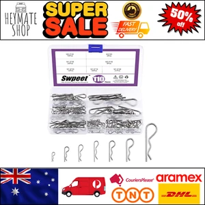 Swpeet 215Pcs R Clips & Cotter Pin Set β 304 SS Hitch Pin Assortment Kit - Picture 1 of 8