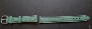 Bracelet de montre cuir vert Buffle véritable 16 mm boucle argent - Picture 1 of 2
