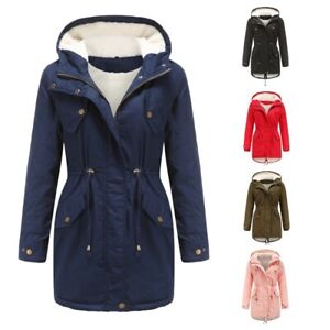 Winter New Women's Cotton Coat Women's Solid Hooded Parka Thick Cotton Coat