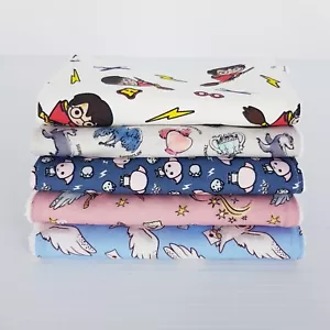 Baby Burp Cloths Harry Potter Print x 5 Pack Toweling Backed Handmade New - Picture 1 of 13