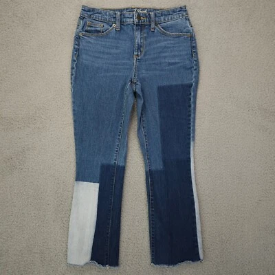 Pantalones de mezclilla Universal Thread para mujer 2 26 azul Kick Boot tiro alto retazos Foto 1 de 4