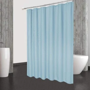 Blue Shower Curtain 72x84" Long Waffle Weave Polyester Fabric Washable - Picture 1 of 7