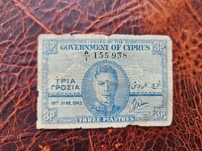 Billete Chipre 3 piastras 1943 Foto 1 de 3