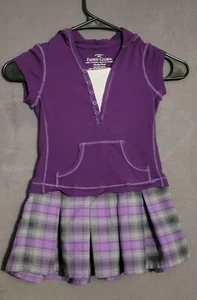Girls Dress Y2K Purple Plaid Hooded Short Sleeve Dress Size XS(4-5) - Picture 1 of 3
