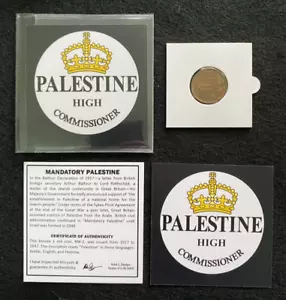 Mandatory Palestine Bronze Coin KM-1 1927-1947 COA & History & Album Included - Picture 1 of 4