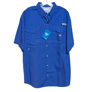 New Columbia Vented Shirt Mens Medium PFG Blue Bonehead S/S Fishing Outdoors NWT - Picture 1 of 9