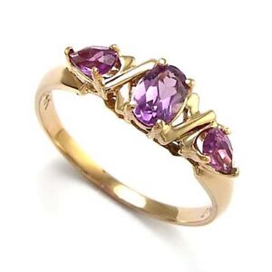14k Rose Gold Created Alexandrite Mother's Ring - Size 4 to 9.5 #R869