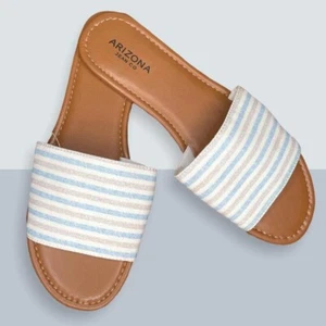 Arizona Genre Blue White Stripe Slip On Sandals Size-9M - Picture 1 of 4