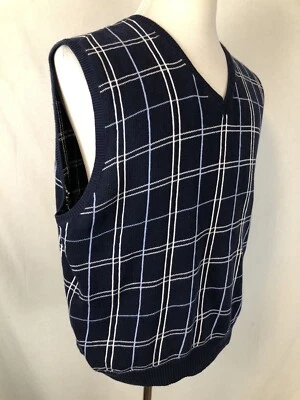 Мужской вязаный свитер Polo Golf Ralph Lauren размер Large V-образный вырез хлопок лен синий - Изображение 1 из 4