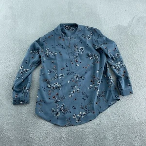 Hilary Radley Womens Floral Print Buttonless Blouse S Blue Long Sleeve NWT 5142 - Picture 1 of 8