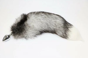 ANIMAL TAILS - HAIR - ON ~ SILVER FOX - 10" - 14" average - Picture 1 of 1
