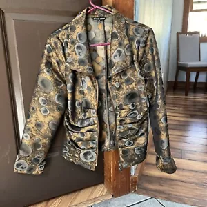 Samuel Dong Front Zip Pleated Front Blazer Jacket Geometric XS - Picture 1 of 7