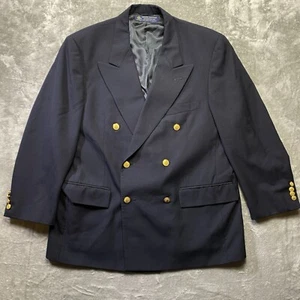 Blazer Brooks Brothers Vintage EE. UU. Hombres 42S Azul Marino Lana Doble Pecho Botón Dorado - Imagen 1 de 10