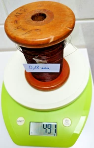 491 g Kupferdraht 0,18 mmFein Draht-Industrie Lack Draht Holzspindel Vintage - Bild 1 von 4