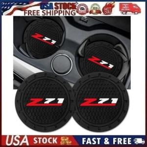 2 pk Cup Mat Car Drink Holder Insert Silicone Coaster Set for Chevrolet z71 S-2 - Picture 1 of 12